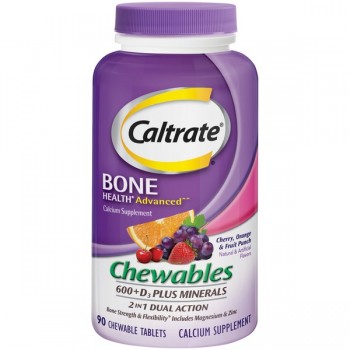 Caltrate Cehwables 600+d3 Plus Minerals 2 in 1 Dual Action 90 Chewable Tablets